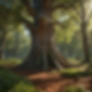 Diverse Oak Species in Forest Diverse species of oak trees in a lush forest setting.