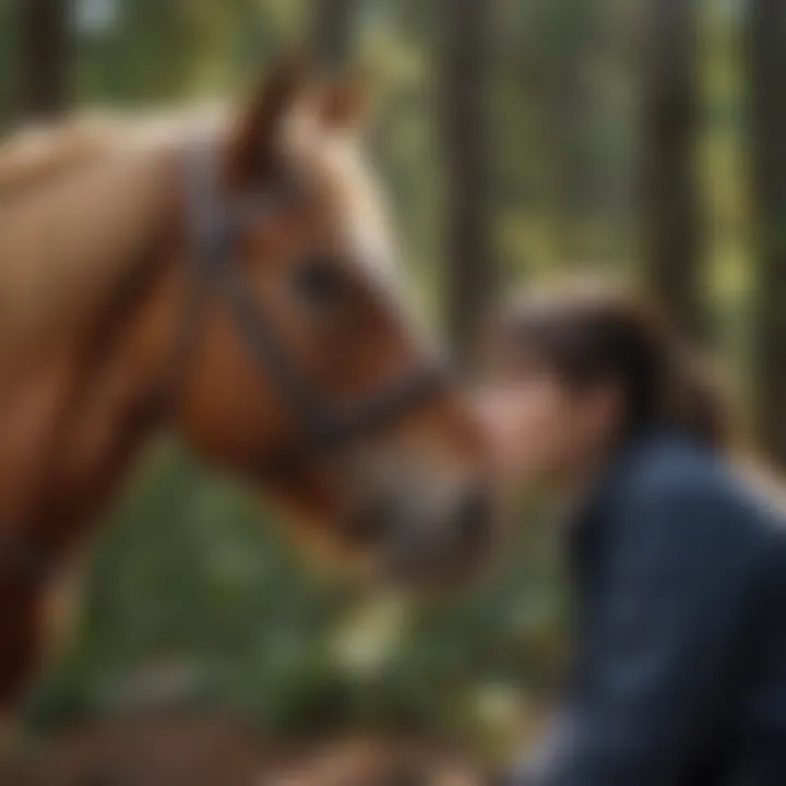 Therapy horse providing comfort to an individual with disabilities