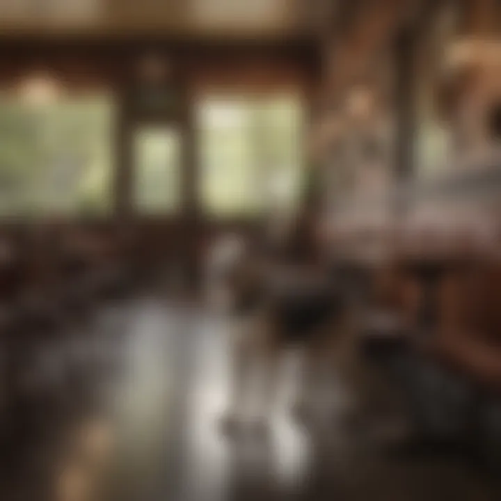 Illustration of a service animal accompanying a person in a restaurant