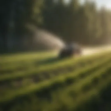 Innovative Application of Organic Herbicide Spray Organic herbicide spray in action on agricultural field