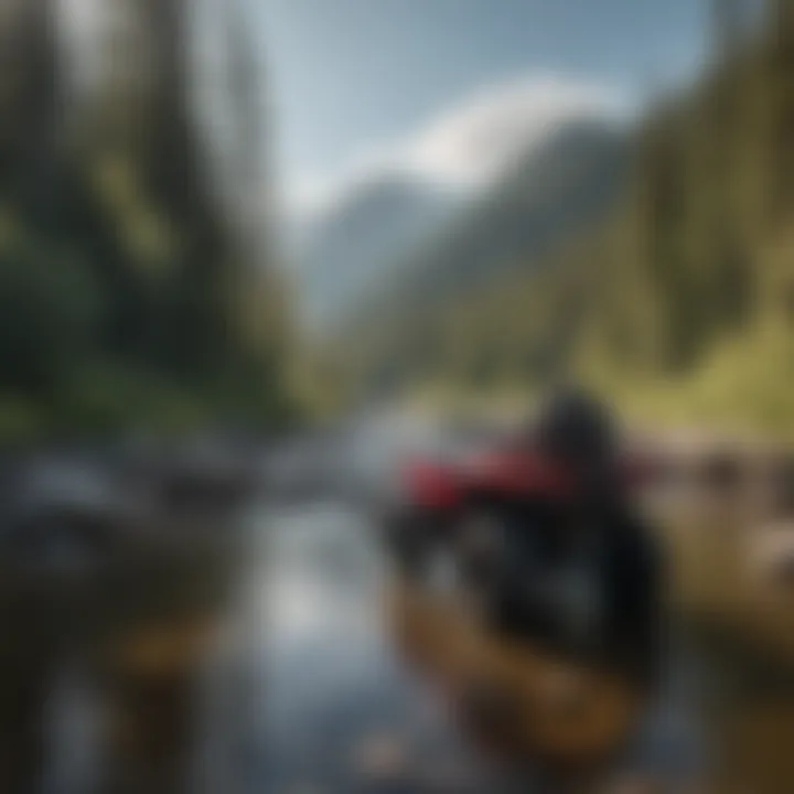 Adventurous ATV Trail Crossing Crystal Clear River
