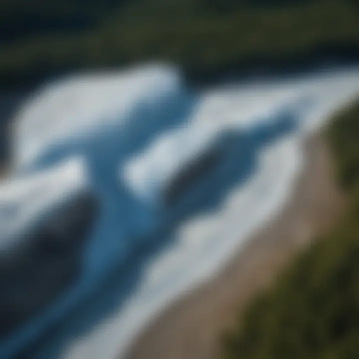 Aerial view of pristine glaciers seen from the Alaska Railroad Glacier Discovery Train