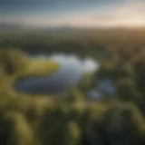 Aerial view of Sand Lake Campground in the midst of lush greenery