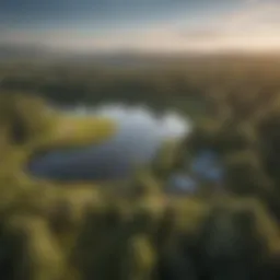Aerial view of Sand Lake Campground in the midst of lush greenery