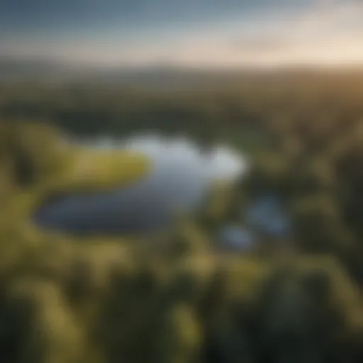 Aerial view of Sand Lake Campground in the midst of lush greenery