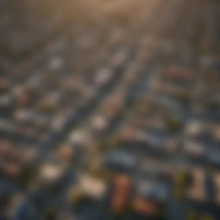 Urban Splendor: Aerial Perspective Aerial view of a bustling Texas urban district