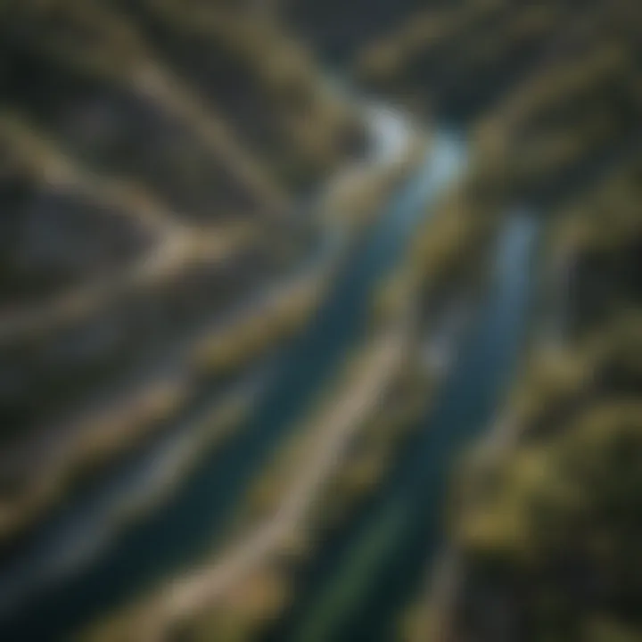 Aerial view of the winding rivers and valleys of Wenatchee