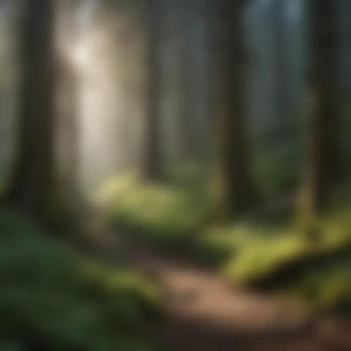 Lush alpine forest trail around Mt. Hood