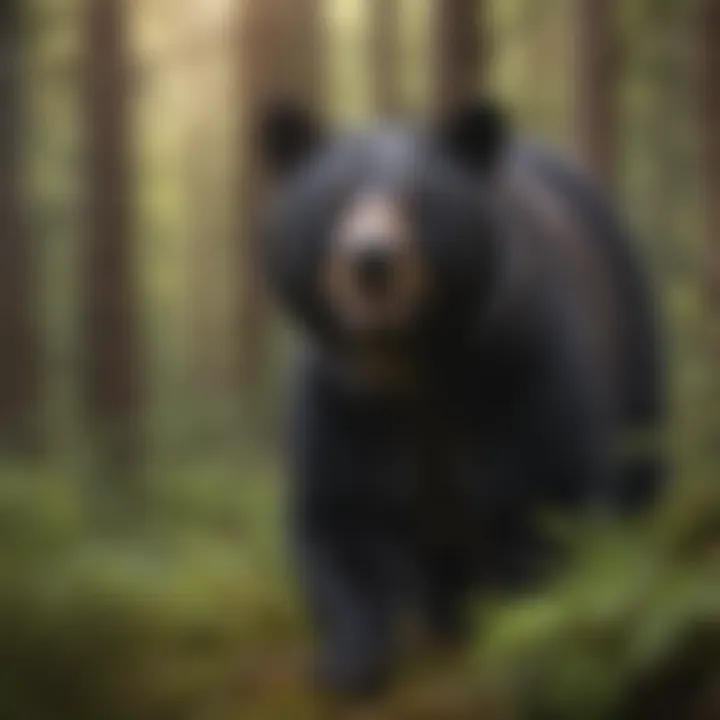 American black bear amidst vibrant forest foliage