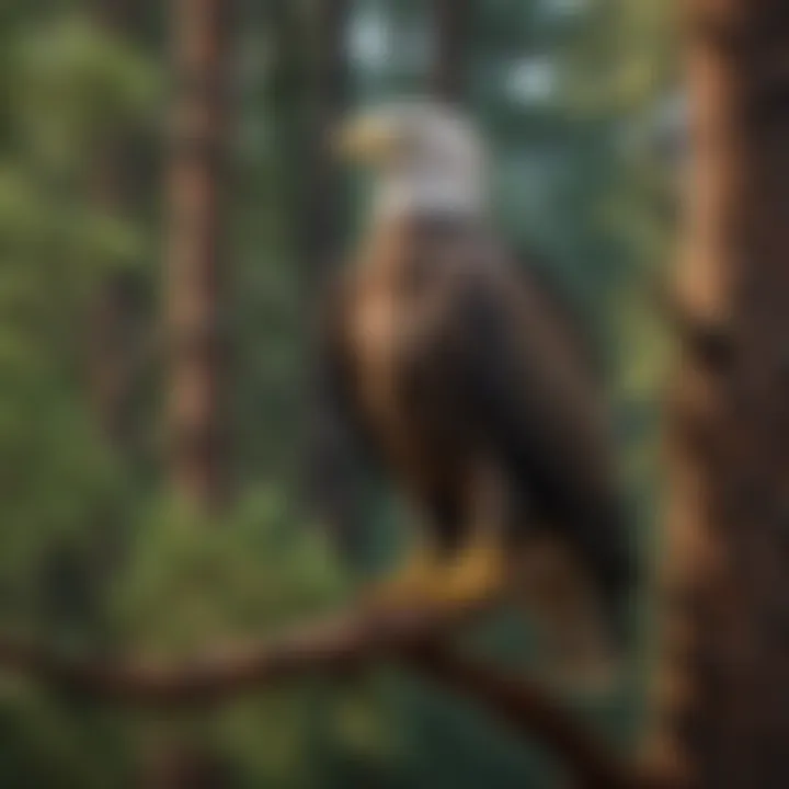 American Eagle perched on a towering pine in Clackamas