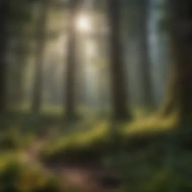 A diverse landscape of an American forest, showcasing the habitat of ground bees.