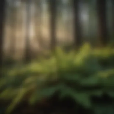 Sun-Kissed Ferns in Forested Hills