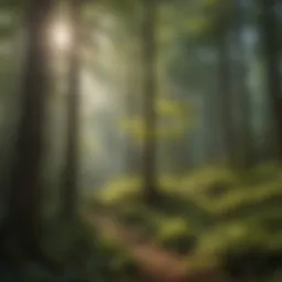 Sunlight filtering through dense forest canopy