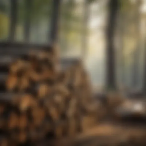 Stacks of seasoned firewood ready for sale