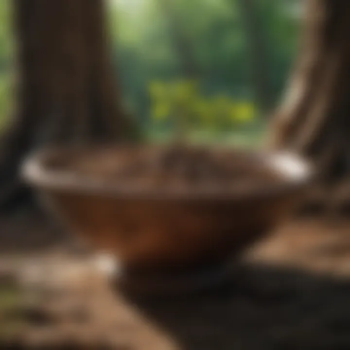 Ancient Sarsaparilla Roots in Vintage Wooden Bowl