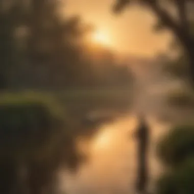 Sunset Fishing Experience in Houston Angler Casting Line in Houston Sunset