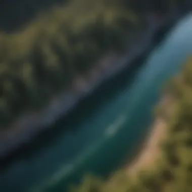 An aerial shot of anglers casting lines into the waters of Shasta Lake during peak fishing season.