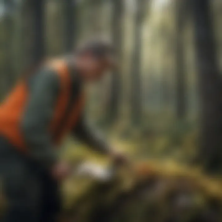 Forestry Inspection for Disease Forestry expert inspecting trees affected by anthracnose leaf blight