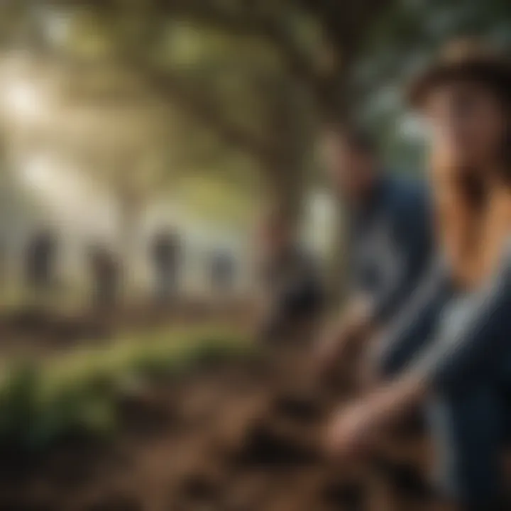Volunteers planting trees in a community event