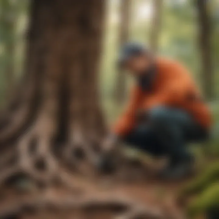 Arborist Examining Tree Roots