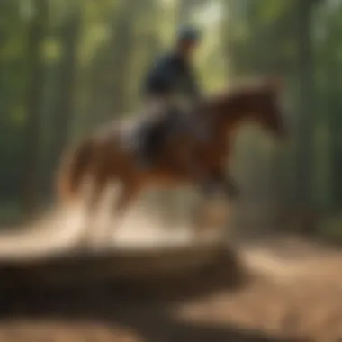 Group of riders practicing jumps in a well-groomed arena