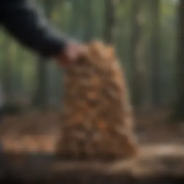 Ash firewood being inspected for quality