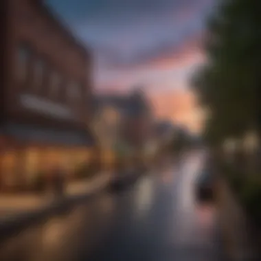 Asheville cityscape at dusk