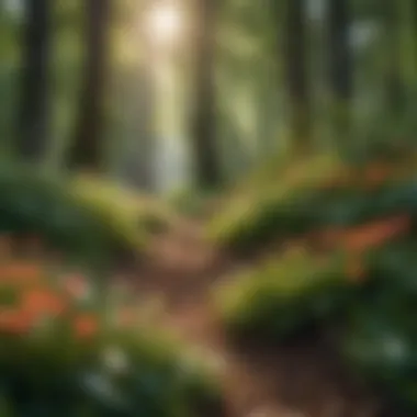 A serene forest scene with various flowering plants coexisting harmoniously