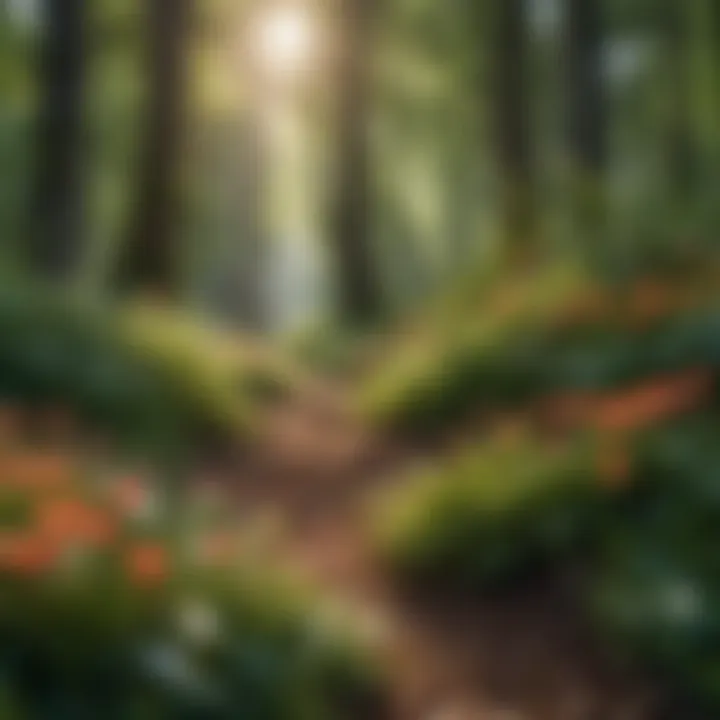 A serene forest scene with various flowering plants coexisting harmoniously