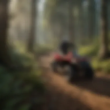 ATV navigating through dense forest