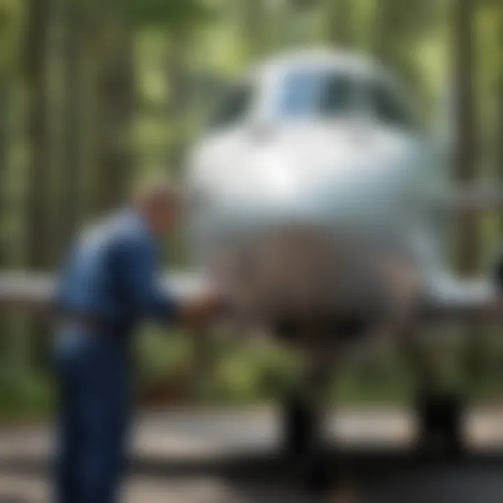 Aviation Mechanic inspecting aircraft exterior