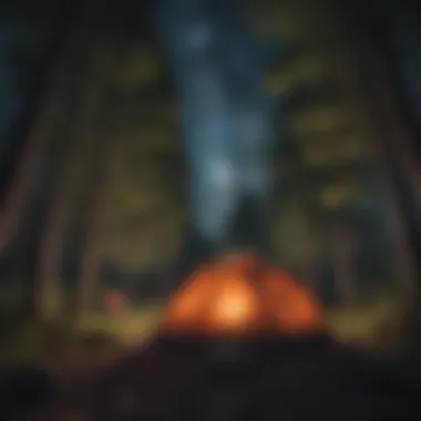 Backpacker Camping Under Starry Sky