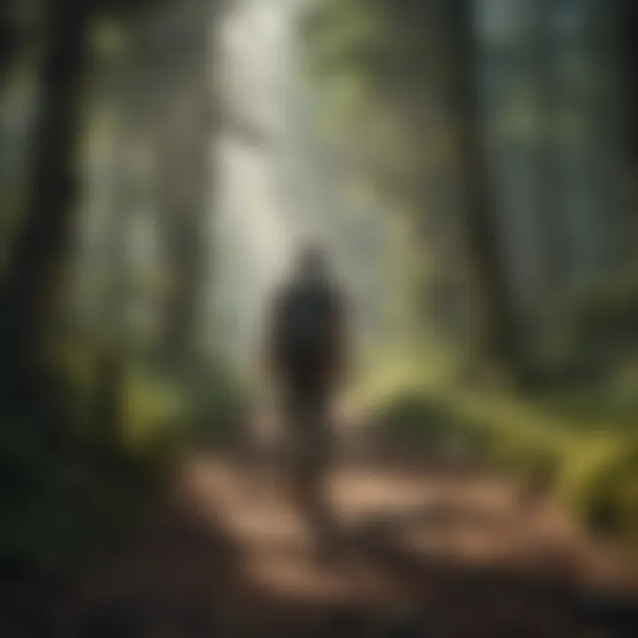 Backpacker Exploring Dense Forest