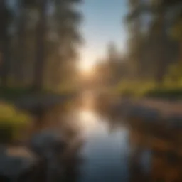 Sunset over the tranquil river at Bakersfield campground