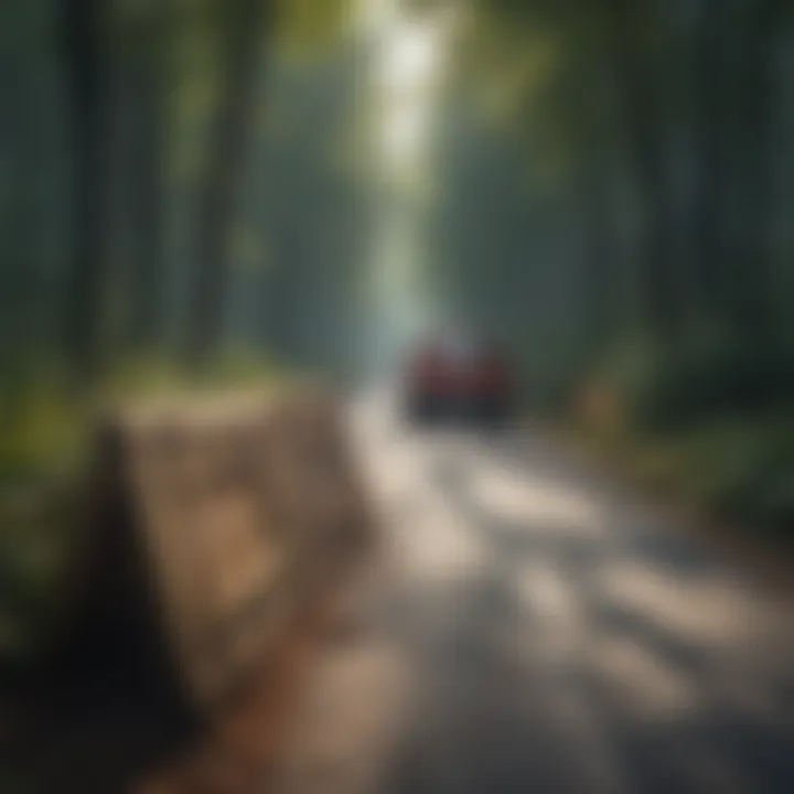 Illustration of barricades causing detours for commuters