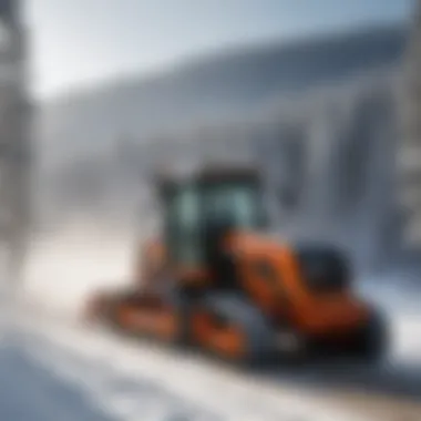 Ski slope grooming operation during snowy weather