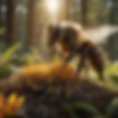 Bees and the Sustainability of Ecosystems Illustration highlighting the relationship between bees and ecosystem sustainability
