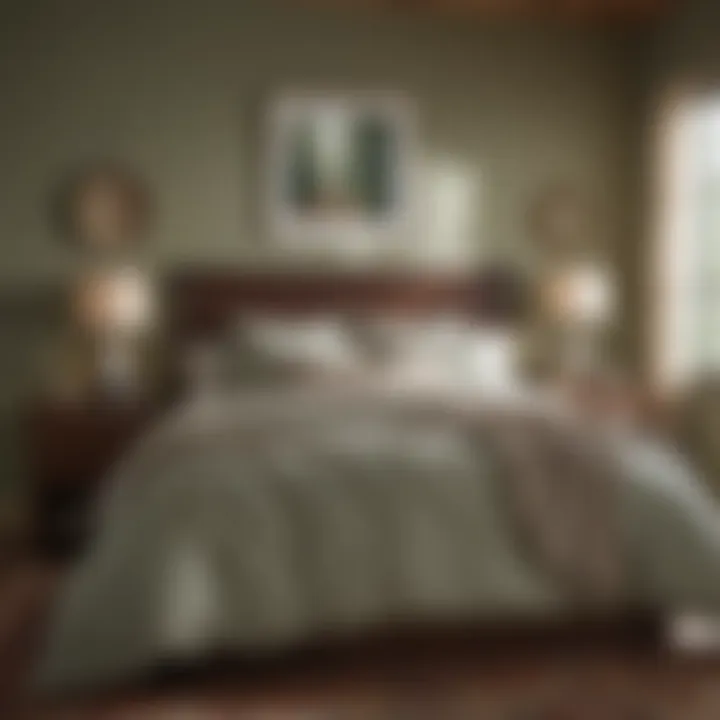 Cozy bedroom featuring Behr Prairie Dust bedding