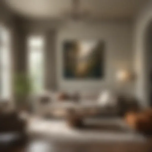 Elegant living room with Behr Prairie Dust walls