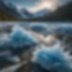 Majestic view of a glacier with vivid blue ice formations