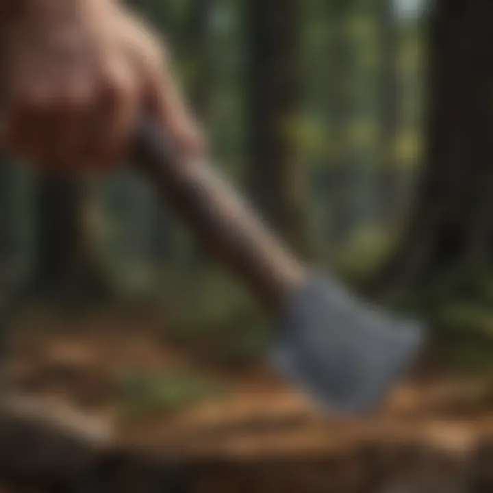 Enhanced Axe Performance Hand holding axe with newly sharpened blade