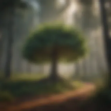 A healthy tree surrounded by bio barriers in a managed forest.