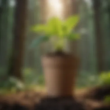 Innovative Growth in Sustainable Gardening Biodegradable paper pot with plant sprouting