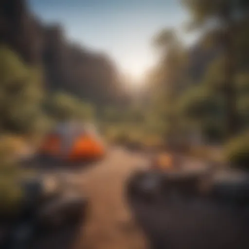A serene campsite nestled in the lush greenery of Black Canyon National Park