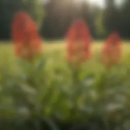 Blooming common milkweed plant in a meadow