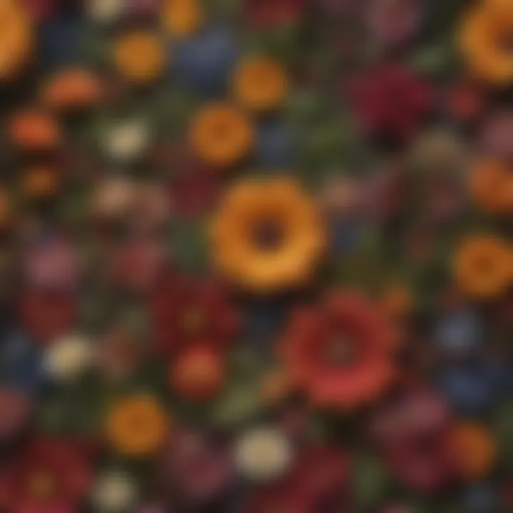 Pressed flowers arranged in a botanical pattern