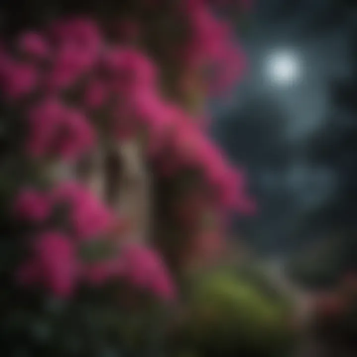 Bougainvillea under moonlight