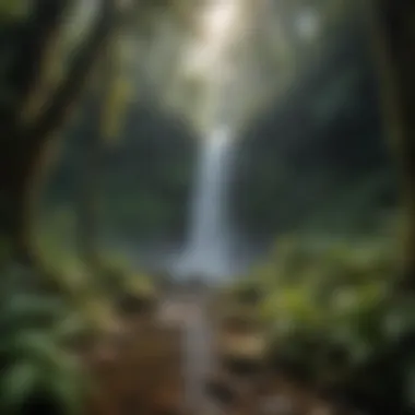 Breathtaking Waterfall in Central American Rainforest
