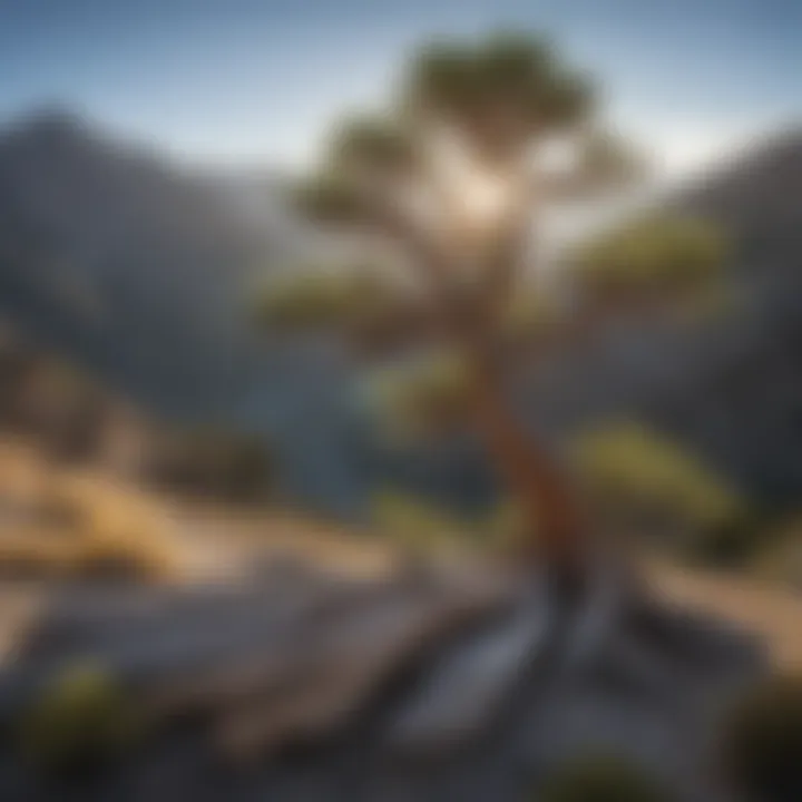 Bristlecone Pine Tree Against Dramatic Mountain Backdrop