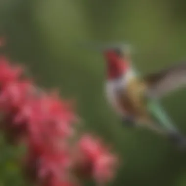 Broad-Tailed Hummingbird Enjoying Bee Balm Blossoms Broad-Tailed Hummingbird Enjoying Bee Balm Blossoms